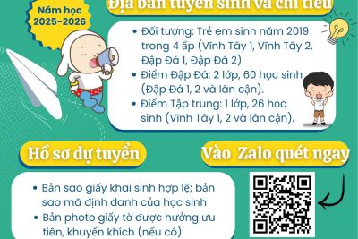 TUYỂN SINH LỚP 1 NĂM HỌC 2025-2026